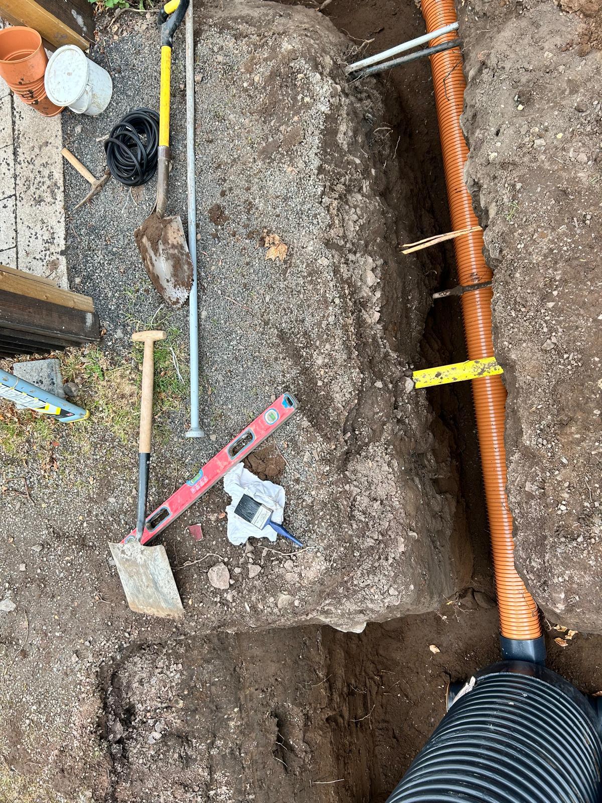 Surface water channel drain installed alongside driveway, Perthshire